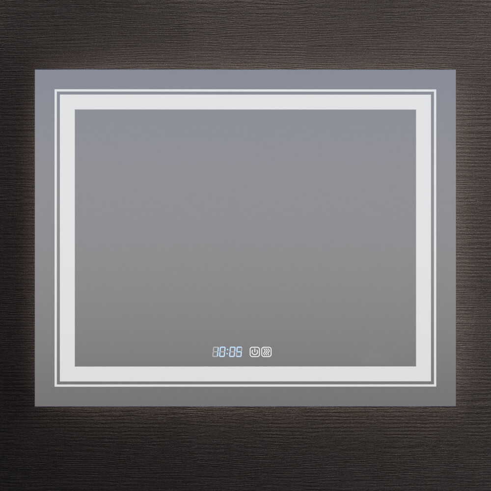 Зеркало SANTREK HOME с LED подсветкой "АНТА" 1000х800мм (антизап-е,часы,t)