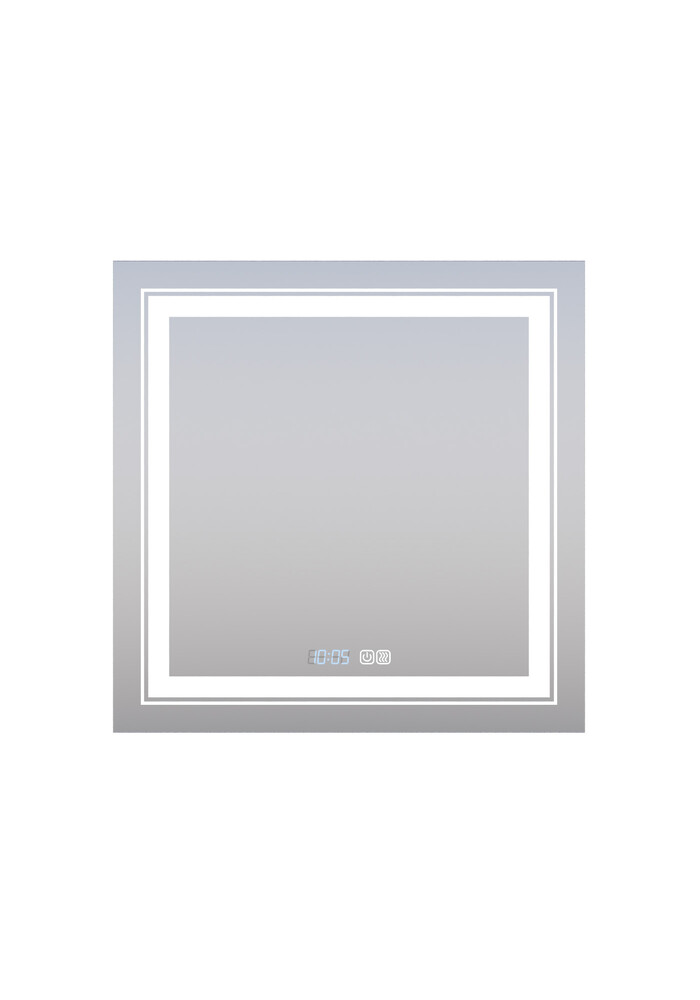 Зеркало SANTREK HOME с LED подсветкой "АНТА" 800х800мм (антизап-е,часы,t)