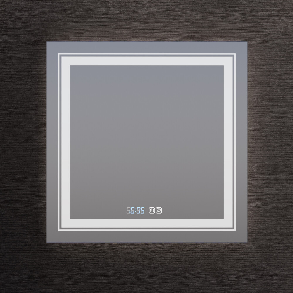 Зеркало SANTREK HOME с LED подсветкой "АНТА" 800х800мм (антизап-е,часы,t)