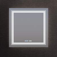 Зеркало SANTREK HOME с LED подсветкой "АНТА" 800х800мм (антизап-е,часы,t)