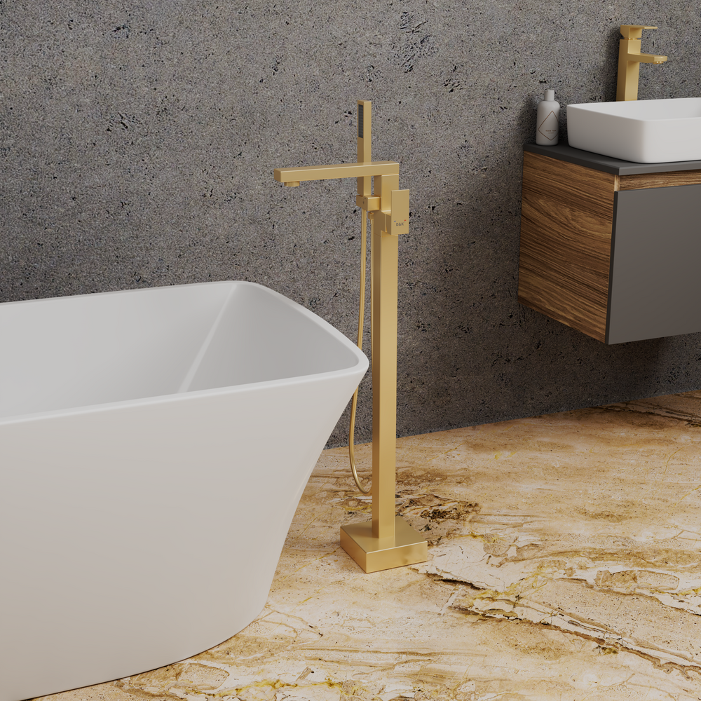  DA1516007 Напольный смеситель для ванны с душем D&K Bayern.Liszt матовое золото   НОВИНКА