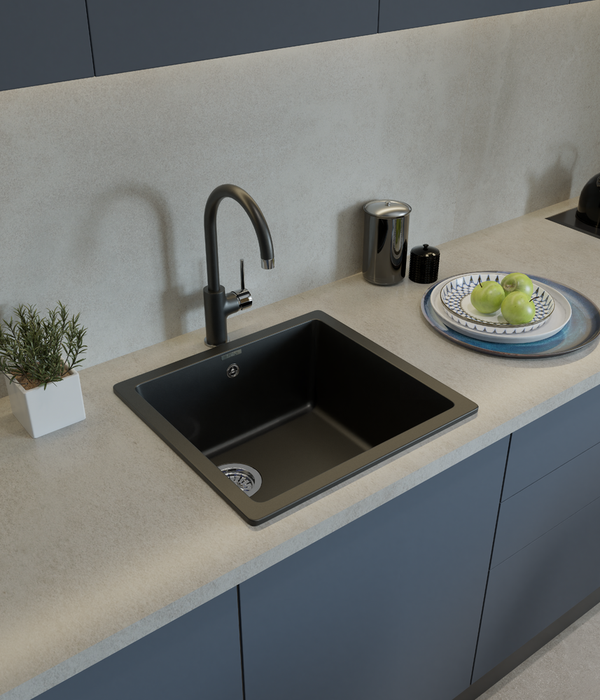 RIVELATO Мойка BERKANA 45 подст.монтаж 1-чаш 485*455 antracite арт.BK-45 antracite