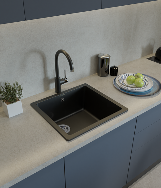 RIVELATO Мойка BERKANA 45 подст.монтаж 1-чаш 485*455 antracite арт.BK-45 antracite
