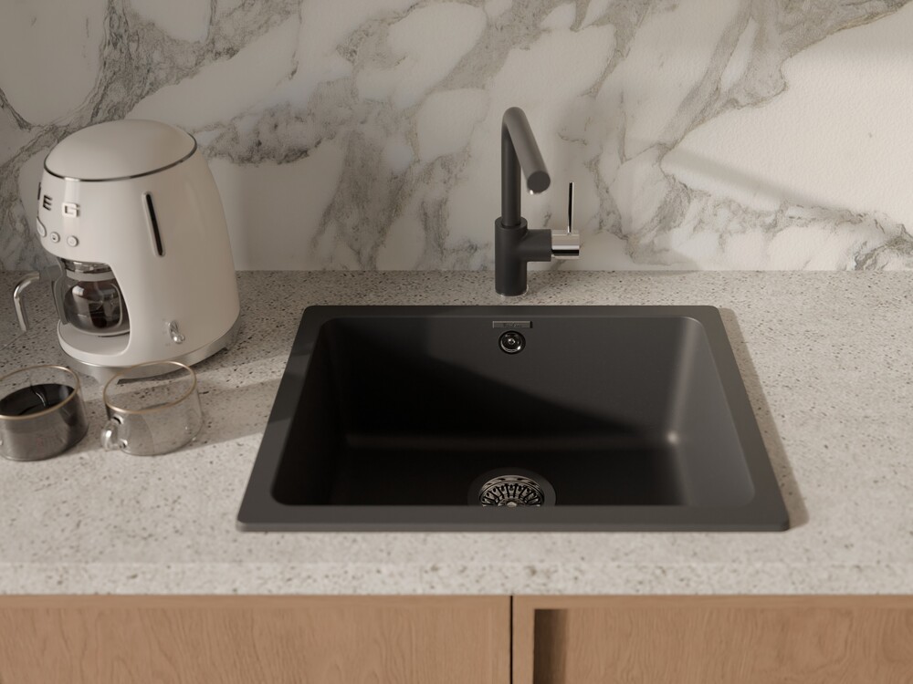 RIVELATO Мойка BERKANA 50 подст.монтаж 1-чаш 560*430 antracite арт.BK-50 antracite