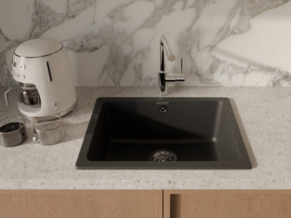 RIVELATO Мойка BERKANA 50 подст.монтаж 1-чаш 560*430 nero арт.BK-50 nero