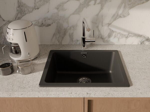 RIVELATO Мойка BERKANA 50 подст.монтаж 1-чаш 560*430 nero арт.BK-50 nero