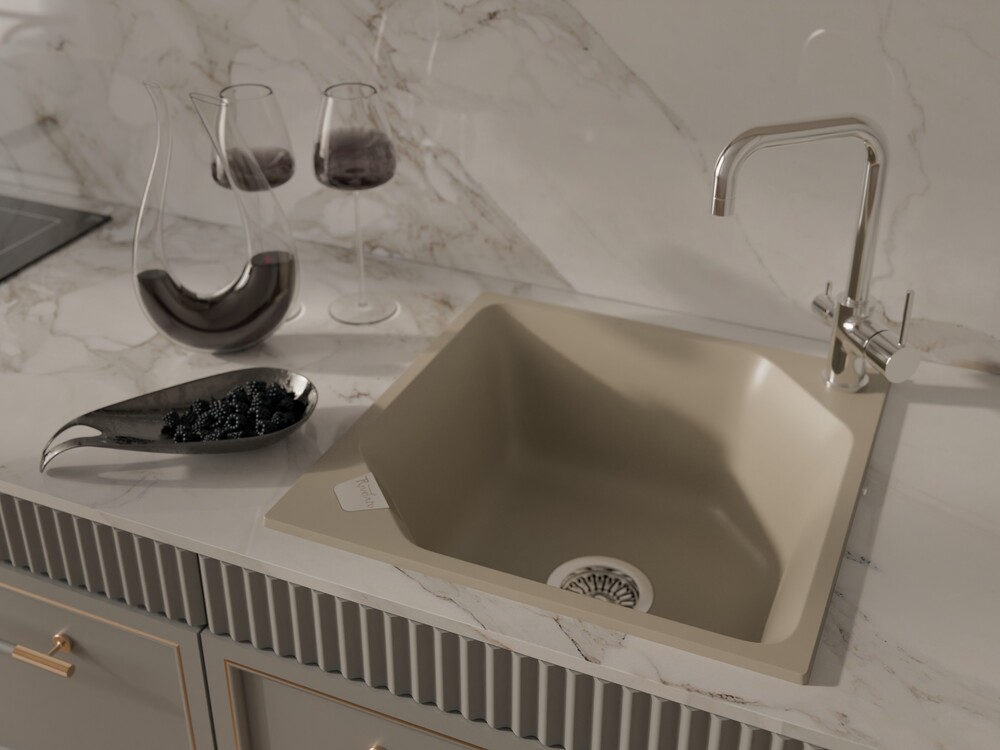 RIVELATO Мойка LOCUS 50  1-чаш 500*500 beige scuro арт.LS-50 beige scuro