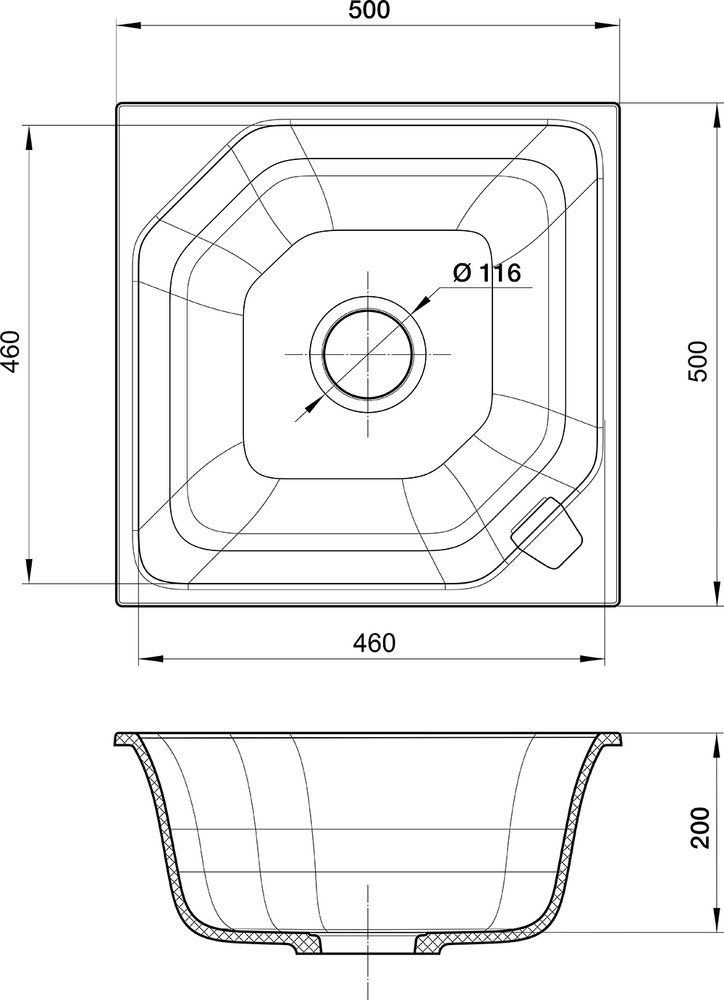 RIVELATO Мойка LOCUS 50  1-чаш 500*500 topazio арт.LS-50 topazio