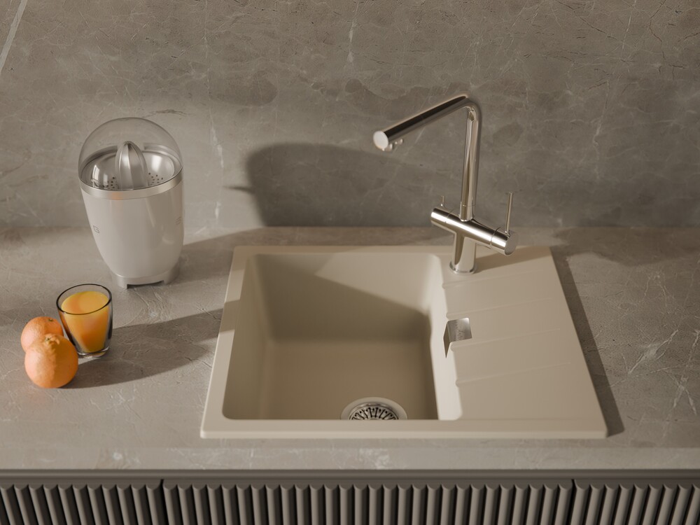 RIVELATO Мойка RAUM 58  1-чаша 580*500мм beige scuro арт.RM-58 beige scuro