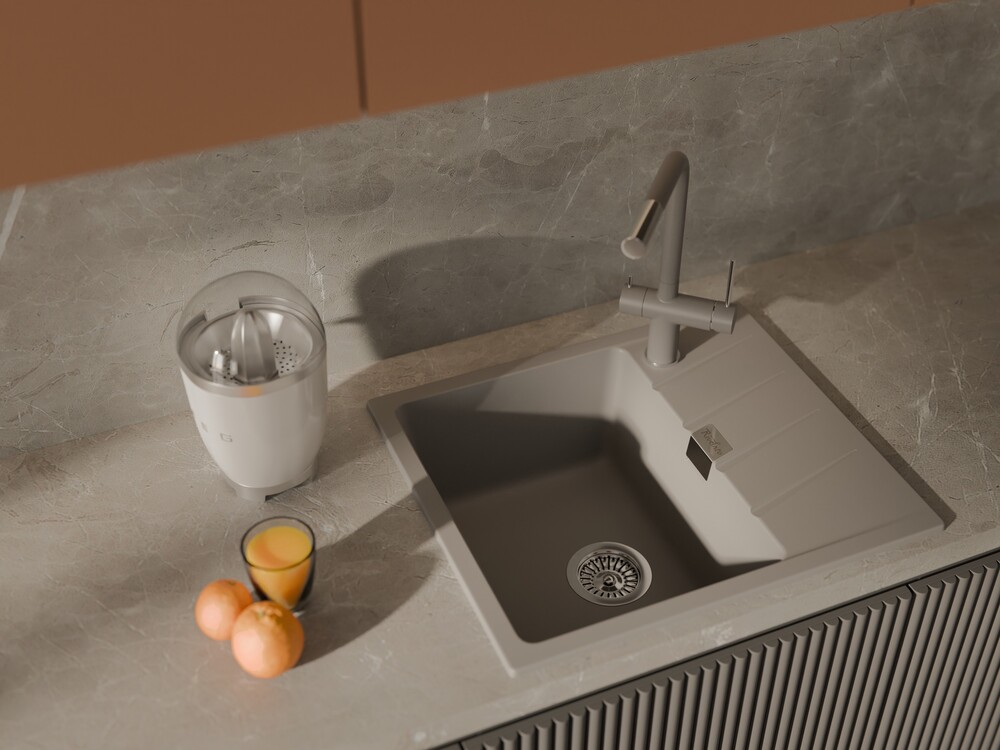 RIVELATO Мойка RAUM 58  1-чаша 580*500мм grigio metallizzato арт.RM-58 grigio metallizzato