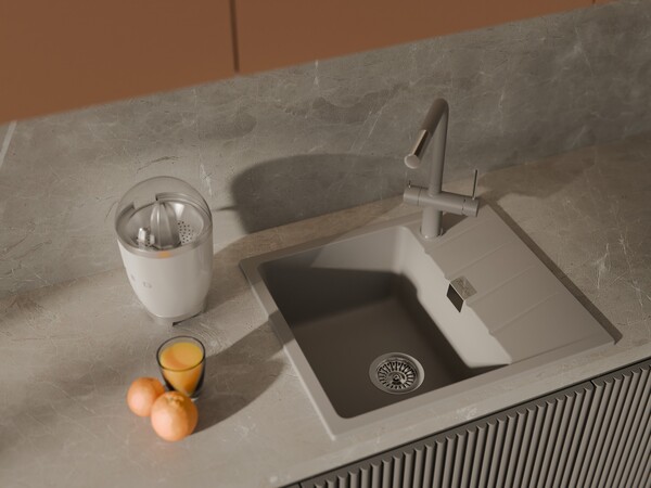 RIVELATO Мойка RAUM 58  1-чаша 580*500мм grigio metallizzato арт.RM-58 grigio metallizzato