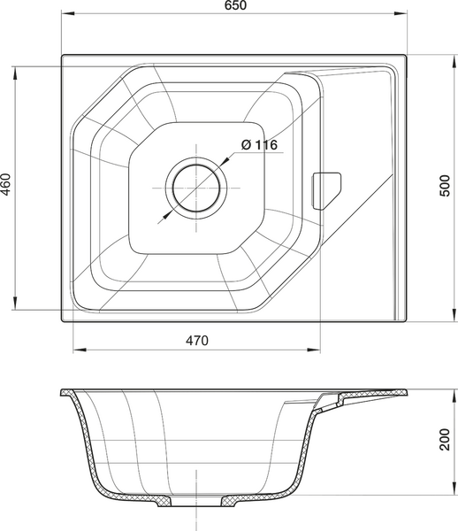 RIVELATO Мойка LOCUS 65  1-чаш 650*500 brina арт.LS-65 brina
