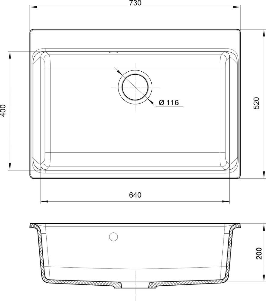 RIVELATO Мойка AXEL 70  1-чаша 730*520мм grigio metallizzato арт.Х-70 grigio metallizzato