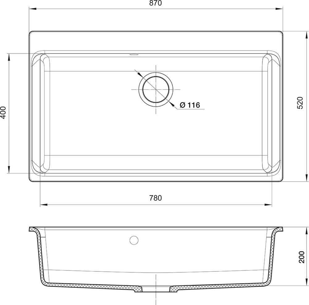 RIVELATO Мойка AXEL 90  1-чаша 870*520мм grigio metallizzato арт.Х-90 grigio metallizzato