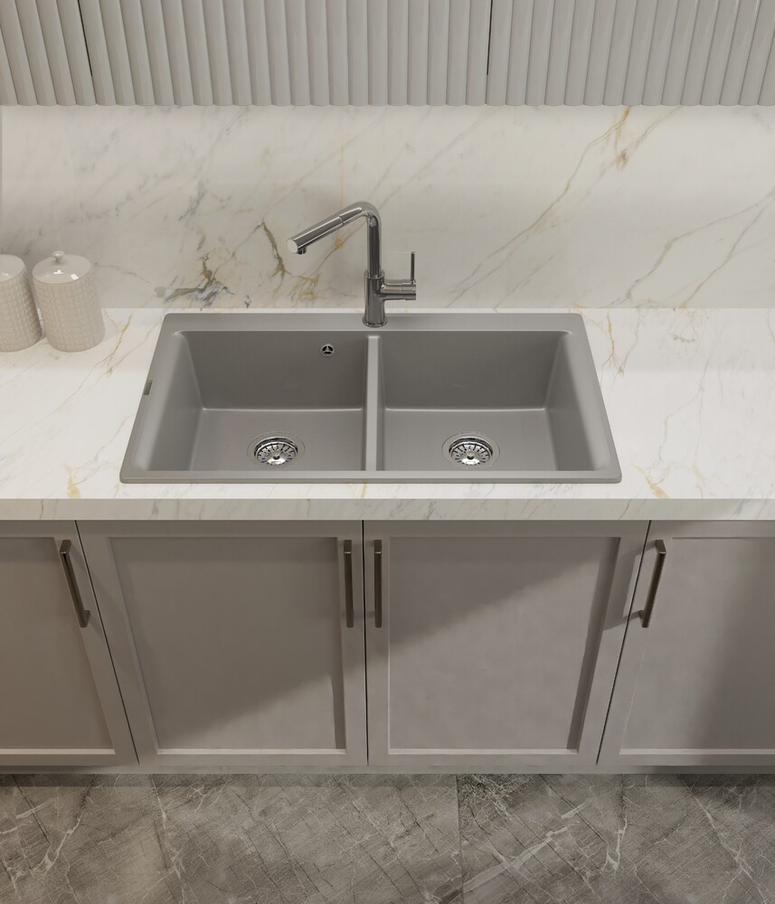 RIVELATO Мойка AXEL 90-2D  2-чаши 870*520мм grigio metallizzato арт.X-90-2D grigio metallizza