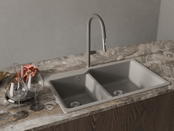RIVELATO Мойка AXEL 90D  2-чаши 870*520мм grigio metallizzato арт.X-90D grigio metallizzato