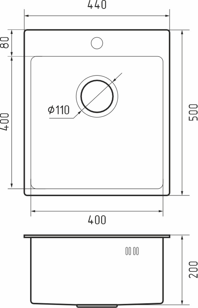 Rivelato Rinox 4450 PVD black Мойка нерж.сталь 1 чаша  440*500*200 мм арт.4450 PVD black