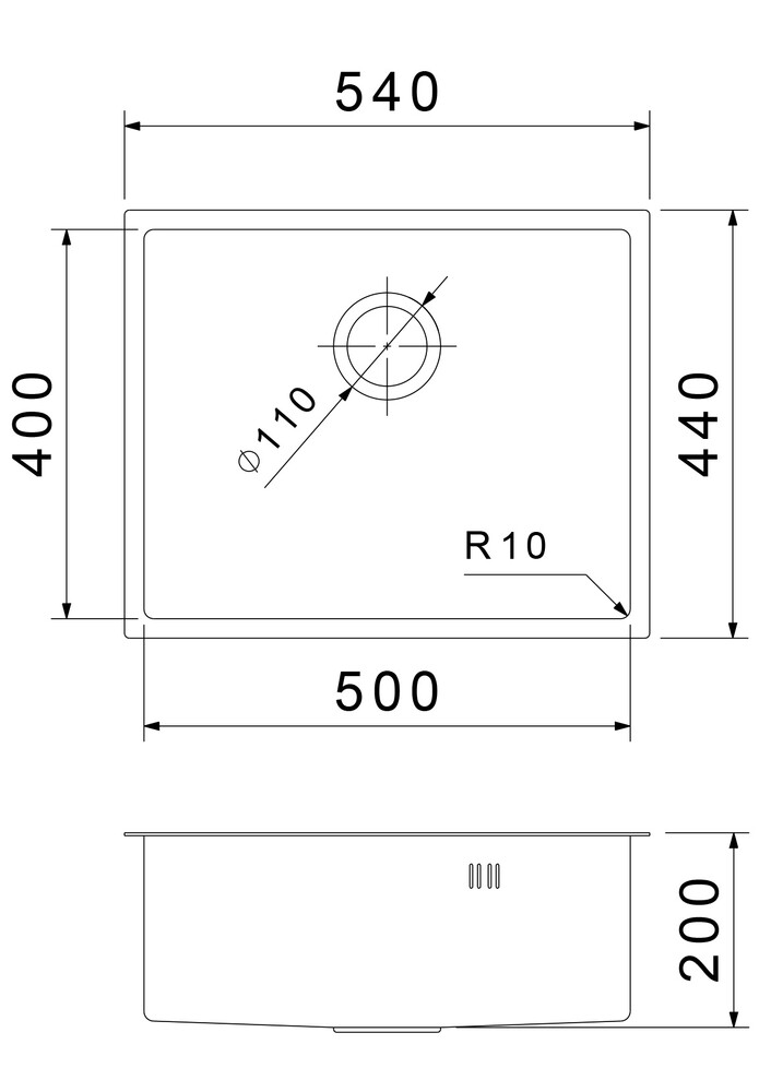 Rivelato Rinox 5444 UN Мойка нерж.сталь 1 чаша 540*440*200 мм арт.5444 UN