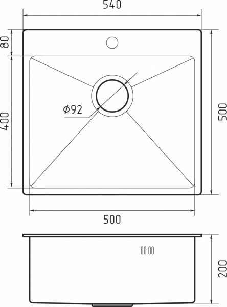Rivelato Rinox 5450 Мойка нерж.сталь 1 чаша 540*500*200 мм арт.5450