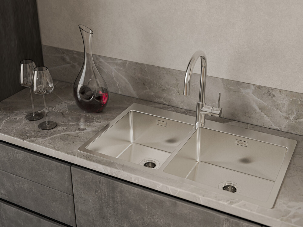 Rivelato Rinox 8050 B2 Мойка нерж.сталь  2 чаши 800*500*200 мм арт.8050 B2