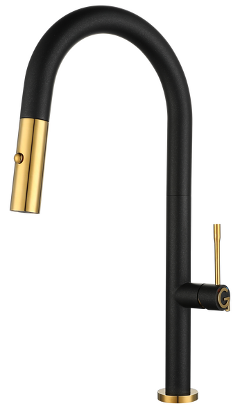 Rivelato Смеситель для кухни Asti U-обр. с выдвижной лейкой D-35мм antracite/oro арт.3972500 antracite oro