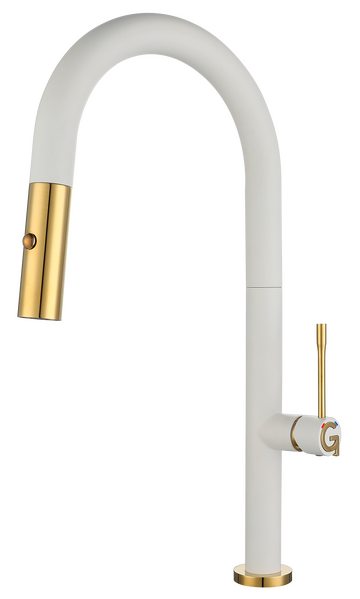 Rivelato Смеситель для кухни Asti U-обр. с выдвижной лейкой D-35мм brina/oro арт.3972500 brina oro