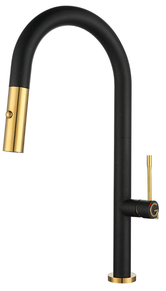 Rivelato Смеситель для кухни Asti U-обр. с выдвижной лейкой D-35мм nero/oro арт.3972500 nero oro