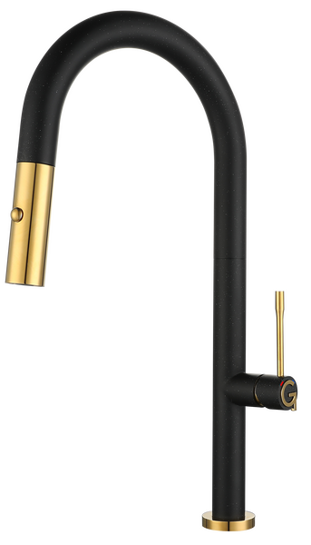 Rivelato Смеситель для кухни Asti U-обр. с выдвижной лейкой D-35мм nero/oro арт.3972500 nero oro