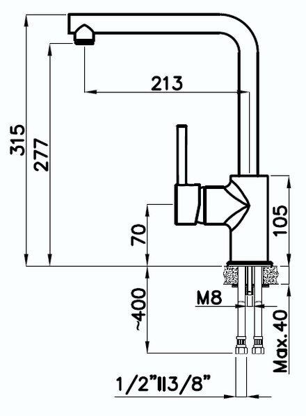 Rivelato Смеситель для кухни Vico Г-обр. D-35мм antracite/cromo арт.9021608 antracite cromo