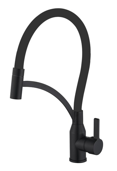 FS8244H-01 Смеситель Кухня FMARK с гибким изливом (цвет излива чёрный) шар. d=35, на гайке,  Чёрный, матовый