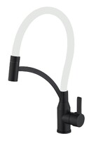 FS8244H-02 Смеситель Кухня FMARK с гибким изливом (цвет излива белый) шар. d=35, на гайке, Чёрный, матовый