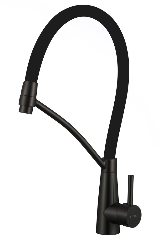 FS8255H-01  Смеситель Кухня FMARK с гибким изливом (цвет излива чёрный) шар. d=35, на гайке,  Чёрный, матовый