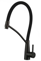 FS8255H-01  Смеситель Кухня FMARK с гибким изливом (цвет излива чёрный) шар. d=35, на гайке,  Чёрный, матовый
