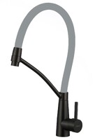 FS8255H-04 Смеситель Кухня FMARK с гибким изливом (цвет излива серый) шар. d=35, на гайке,  Чёрный, матовый