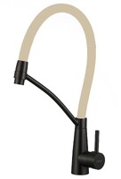 FS8255H-12 Смеситель Кухня FMARK с гибким изливом (цвет излива песочный) шар. d=35, на гайке,  Чёрный, матовый