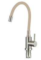 FS26729-12 Смеситель Кухня FMARK с гибким изливом (цвет излива бежевый) шар. d=35, на гайке, Сатин, матовый