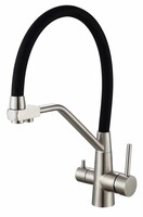 FS0662-L01 Смеситель Кухня FMARK под фильтр питьевой воды (гибкий излив Чёрный) шар.d=35 Сатин, матовый