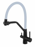 FS0662-H04 Смеситель Кухня FMARK под фильтр питьевой воды шар.d=35 (гибкий излив Серый) Чёрный, матовый