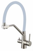 FS0662-L04  Смеситель Кухня FMARK под фильтр питьевой воды шар.d=35 (гибкий излив Серый) Сатин, матовый