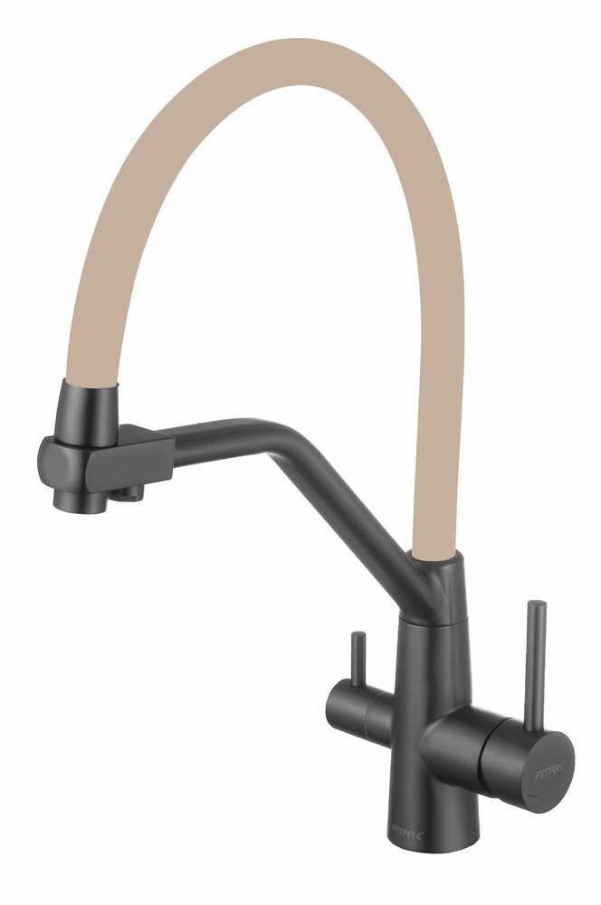 FS0662-Q12 Смеситель Кухня FMARK под фильтр питьевой воды шар.d=35 (гибкий излив Песочный) Графит, матовый