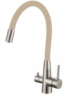 FS1062-L12 Смеситель Кухня FMARK под фильтр питьевой воды (гибкий излив Песочный) шар.d=35 Сатин, матовый