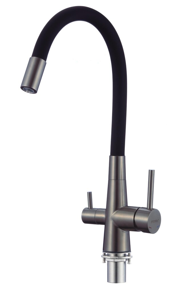 FS1062-Q01 Смеситель Кухня FMARK под фильтр питьевой воды (гибкий излив Чёрный) шар.d=35 Графит, матовый