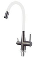 FS1062-Q02 Смеситель Кухня FMARK под фильтр питьевой воды (гибкий излив Белый) шар.d=35 Графит, матовый