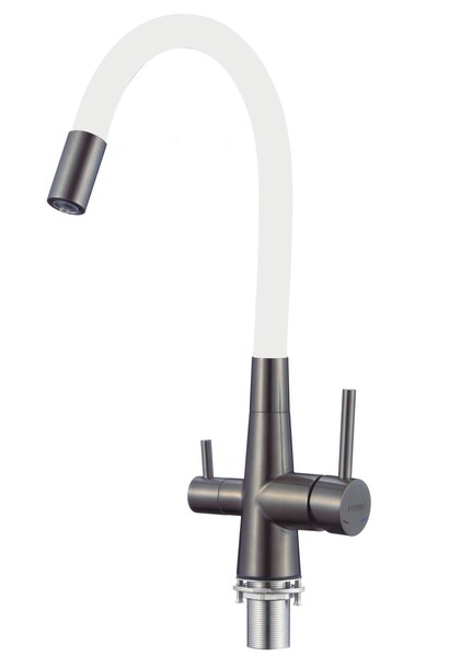 FS1062-Q02 Смеситель Кухня FMARK под фильтр питьевой воды (гибкий излив Белый) шар.d=35 Графит, матовый