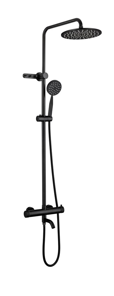 FS8246H Душевая стойка + смеситель Fmark Чёрный, матовая, круглая форма ***