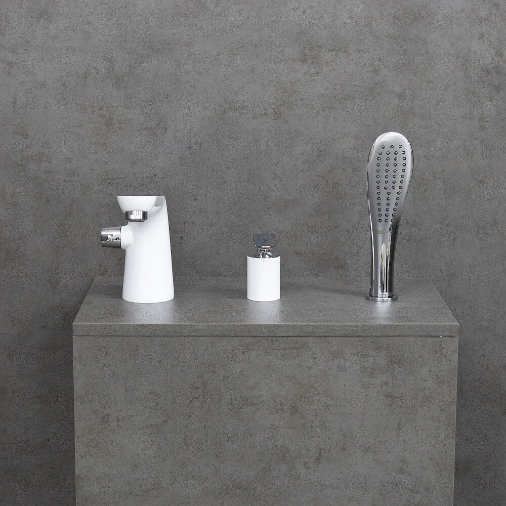 LM4947CW Melange Смеситель для ванны встраиваемый, на 3 отверстия, с аксессуарами, хром/белый LEMARK