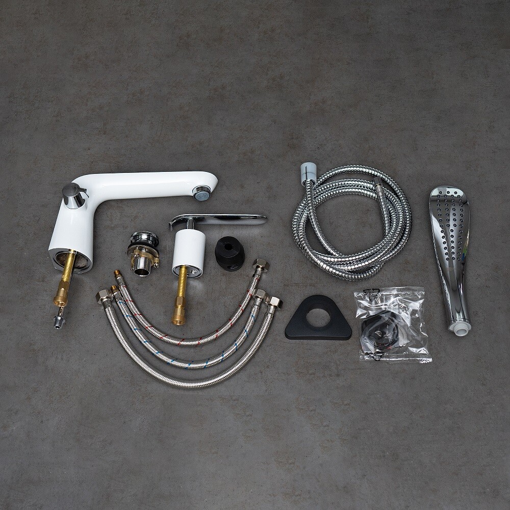 LM4947CW Melange Смеситель для ванны встраиваемый, на 3 отверстия, с аксессуарами, хром/белый LEMARK