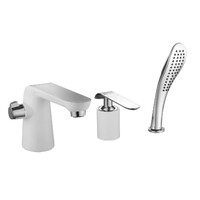 LM4947CW Melange Смеситель для ванны встраиваемый, на 3 отверстия, с аксессуарами, хром/белый LEMARK