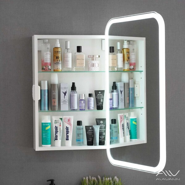 Шкаф зеркальный COSMETIC Light -60 белый Alavann 