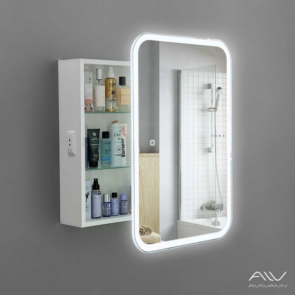 Шкаф зеркальный COSMETIC Light -60 белый Alavann 